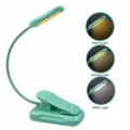 Green LED clip-on reading lamp with flexible gooseneck, USB rechargeable book light for study. - Blue