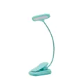 Draagbare LED-clip leeslamp met flexibele zwanenhals en oplaadbare batterijontwerp. - Blauw