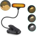 LED rechargeable book light with flexible gooseneck and multiple color temperatures for reading. - Black