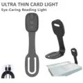Portable ultra thin LED card reading light detail view, eye caring clip on lamp for books. - Black