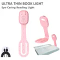 Ultradunne LED boeklamp om te lezen, oplaadbare oogvriendelijke klemleeslamp voor boeken. - Roze