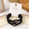 Elegante schwarze Strass Haargummis, langlebige elastische Haarbänder für Frauen und Mädchen. - Würfel / Schwarz