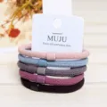 MUJU 5 Stk. Geflockte Bunte Nylon Haargummis Elastische Haarschmuck Accessoires - #2 Beflocktes Bunt