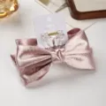 Süße rosa Satin Schleife Haarklammer elegante doppelte Haarspange für Damen Alltag frisur - Rosa