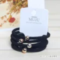 Schwarze Nylon Haargummis mit goldenen Perlen, elastische Haarbänder Set für Frauen und Mädchen. - #3 Kleine Goldperle Schwarz
