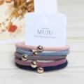 5 Stk. Nylon Haargummis mit goldenen Perlen elastische Haarbänder buntes Set für Damen - 4# Bunte kleine Goldperlen
