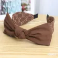 Cerchietto per capelli marrone con fiocco e motivo monogramma, elegante accessorio per donne. - Stile Annodato Monogramma(44#)