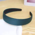 Cerchietto largo in tessuto verde scuro da donna, elegante fascia per capelli in raso e festa. - Stile Largo Tinta Unita(47#)