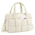 Sac cabas de voyage rembourré pour femme, grand sac de sport week-end avec compartiment PC. - Blanc Cassé