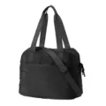 Black quilted travel tote bag with shoulder strap and handles for gym, weekend and casual use. - 43 x 21.5 x 32 cm / Black