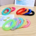Bunte spiralförmige Haargummis Gelee-Farbe Kunststoff Pferdeschwanzhalter wasserdicht - 3# Mehrfarbig