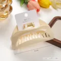 Beige PC Haarklammer, Halbmond-Design, dicke Haarspange, elegantes Karten-Packaging. - Beige