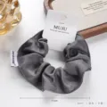 Elastico per capelli in tessuto grigio scuro con confezione in cartone, fermacoda - 5# Grigio scuro (su cartoncino)
