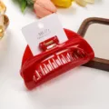 Premium PC Crescent Hair Claw Clip Red Hair Accessory for Women Thick Hair Styling Tool - Red