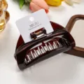Brown hair claw clip crescent acrylic shark clip for thick hair elegant carded packaging - Brown