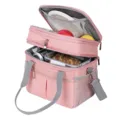 Bolso térmico para almuerzo de doble capa para mujer, lonchera rosa impermeable con correa ajustable. - 9.3 x 7 x 9.3 pulgadas / Rosa