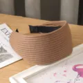 Französischer Strick breiter Haarreif für Damen, brauner einfarbiger Haarschmuck Alltag. - 3# Kaffee