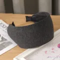 Dunkelgraues breites Strick-Haarband für Damen, stylischer gerippter Stoff Haarreif, schickes Accessoire. - Dunkelgrau