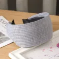 Bandeau tricoté français élargi pour femmes, accessoire de cheveux en tissu côtelé gris. - Gris Clair