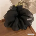 Großer schwarzer Organza Haargummi, flauschiger transparenter Chiffon Haarbinder für Damen. - 2# Schwarz