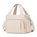 Quilted insulated lunch bag for women, stylish tote with shoulder strap and zipper pocket. - 29.5 x 6.5 x 23CM / Off White