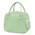 Insulated lunch bag for women, cute quilted tote bag with double handles and front pocket. - 8.6 x 6.3 x 10.6 inches / Light Green