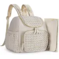 Sac à dos à langer mini matelassé élégant Miannmore en beige avec matelas à langer assorti. - Milky blanc