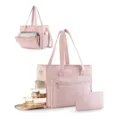 Rosa gesteppte Lunchtasche Detail mit isoliertem Fach fuer Speiseboxen und kleiner Zubehoertasche. - Rosa