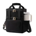 Bolsa térmica para almuerzo de doble compartimento, gran capacidad, correa y bolsillo lateral. - 26.6*24.6*17.7cm / Negro
