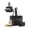 Gesteppte isolierte Lunchtasche für Damen, stilvolle Handtasche Arbeit Pendeln Umhängetasche. - Schwarz