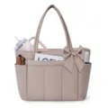 Stylish women lightweight tote bag with cute bow, casual shoulder handbag with multiple pockets. - Camel