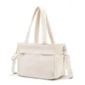 Vue détaillée du sac à déjeuner isolé léger, cabas duveteux avec sangle réglable. - 37 x 14 x 22 cm / Blanc Cassé