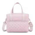 Pink insulated lunch bag with quilted design, nylon material, and adjustable shoulder strap. - 27 x 17 x 22CM / Lotus Pink