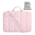 Sac pour ordinateur matelassé rose avec bandoulière et poignées, multi-compartiments. - Rose