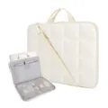Sacoche pour ordinateur portable matelassée avec bandoulière et poignée pratique. - Blanc Cassé