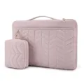 Rosa gesteppte Laptoptasche mit Griff und passender kleiner Tasche für tragbaren Computer. - Lotosrosa