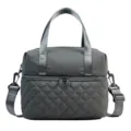 Quilted insulated lunch bag for women, waterproof nylon crossbody tote cooler detail. - 27 x 17 x 22CM / Dark Gray
