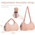 Roze slouchy schoudertas met verstelbare trekkoord, casual tas voor dagelijks gebruik. - Onder 20L / Melkwit