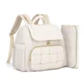 Small quilted diaper backpack with changing pad, stylish mommy bag with insulated pockets. - 14.9 x 5.9 x 12 Inches / Off White