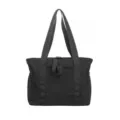 Black large tote bag, shoulder bag with yoga mat strap, ideal for gym work school. - 15 Inch / Black
