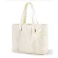 Large canvas tote shoulder bag for women gym work school daily use elegant design - 15 Inch / Off White
