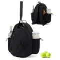 Mochila de tenis acolchada negra elegante bolsa deportiva portaraquetas con bolsillos para botellas - Negro