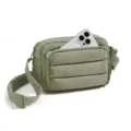 Green quilted crossbody puffer bag for women casual daily shoulder bag lightweight - Army Green