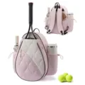 Mochila de tenis acolchada rosa para mujer y hombre, elegante bolsa deportiva con raquetero. - Rosa