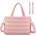 Pink Puffer Tote Diaper Bag Large Capacity Waterproof Travel Handbag with Adjustable Strap - Pink