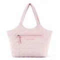 Pink quilted tote bag detail, zipper pocket and soft shoulder straps for daily travel use. - Lotus Pink