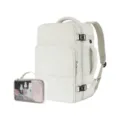 Zaino porta pc da viaggio con borsa cosmetica trasparente, zainetto 16 pollici uomo e donna - Bianco