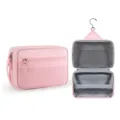 Pink hanging toiletry bag travel waterproof cosmetic organizer with compartments and hook. - 28 x 11 x 17.5CM / Pink