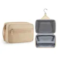 Detailed view of the hanging toiletry bag showing multi-compartment transparent storage pockets. - 28 x 11 x 17.5CM / Khaki