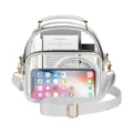 Moderna borsa a tracolla trasparente in PVC, elegante borsa a mano chiara da donna - Con Tasca Frontale / Argento con tasca frontale